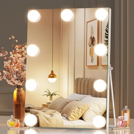 MINISO Vanity Mirror with Lights - 10" x 14" Hollywood Makeup Mirror with Adjustable Brightness,3 Modes Light, 360°Rotation