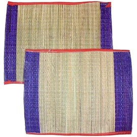 Kusa Asan Pooja mat for Sitting kusha Grass,madurkathi aasana 19x19 inches puja aasan (Pack of 2)