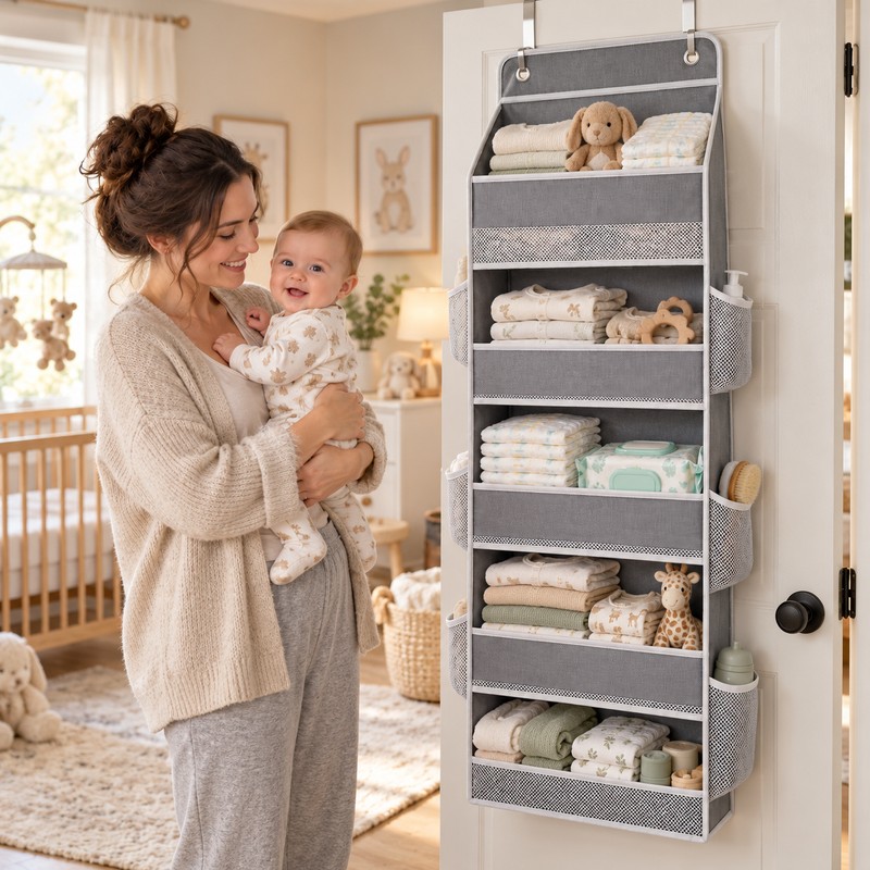 Hanging Storage Organizer for Behind-Door Use – Anti-Tilt Multi-Pocket Shelf