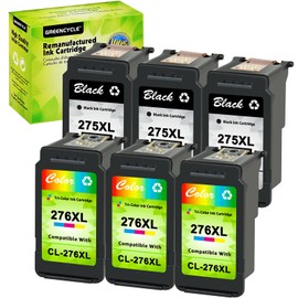 greencycle 275XL 276XL High Yield Compatible Ink Cartridge Value Pack Replacement for Canon PG275 XL CL276 XL Fit for PIXMA TS3520 TS3522 TR4720 TR4722 Printers (3 Black 3 Color)