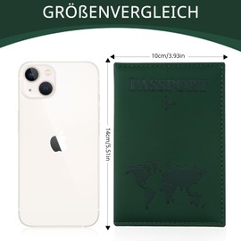 ILIYAH Passport Cover Travel Wallet Women's Travel Accessories Bag for Travel Documents Passport Leather Passport Travel Organiser Documents, dark green, Minimalist