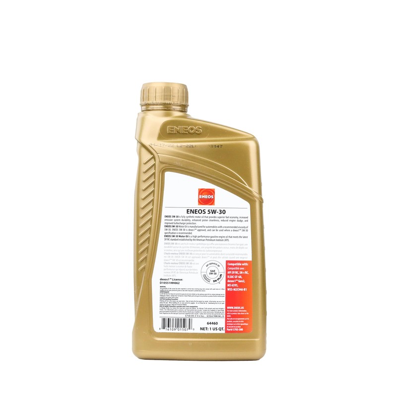 ENEOS 5W-30 Fully Synthetic Motor Oil (1Quart 1Pack)