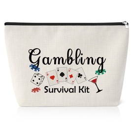 Lucky Casino Gift for Gambler Cosmetic Bag Casino Gamble Zipper Pouch Christmas Birthday Retirement Presents for Gambler Friends Her Grandma Colleague Casino Lovers Travel Makeup Pouch