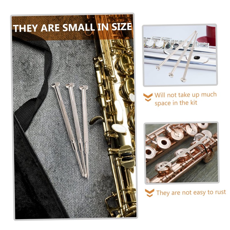 Tofficu 3Pcs Music Instrument Screwdriver Flute Saxophone Piccolo Repair Tool