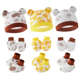 Panegy Baby Hat, Mittens, Socks, Setup, Baby Gloves, Hat, Newborn, Prevents Scrunching, Cute, Soft, Baby Preparation, Baby Shower, Gift, #3 Piece Set C