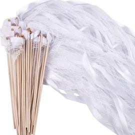 JurciCat Wedding Wands Pack of 30 White Wedding Trellis Streamers Wedding Twirling Streamers for Wedding Birthday Party Other Holiday Parties Used