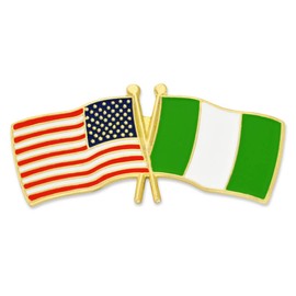 PinMart‘s USA and Nigeria Crossed Friendship Flag Enamel Lapel Pin - Country Flags Pins For Hats, Jackets, and Backpacks - 25 Pack