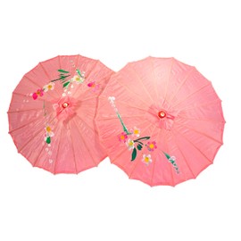 TJ Global PACK OF 2 Japanese Chinese Kids Size 22" Umbrella Parasol For Wedding Parties, Photography, Costumes, Cosplay, Decoration And Other Events - 2 Umbrellas (Pink)