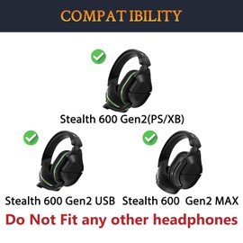 SOULWIT Headband Pad Cushion Cover for Turtle Beach Stealth 600 Gen2 GEN 2 USB/MAX/PS/XB Headsets, Replacement Headstrap Repair Part - Black