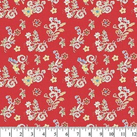 Floral Ditsies Red Cotton Fabric by The Yard