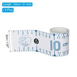 PATIKIL Adhesive Fish Ruler, 3 Pack 51 Inch Fish Measuring Tape Sticker Tape Waterproof for Fishing Boat Kayak, White