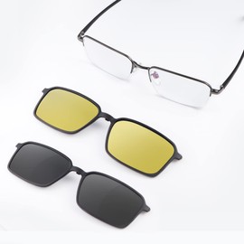 MIRYEA Progressive Multifocal Reading Glasses Men Women Blue Light Blocking Multifocus Computer Eyewear Anti Glare UV400 Protection Sun Readers with 2 Magnet Polarized Sunglasses Clip 2 in 1 Shdes