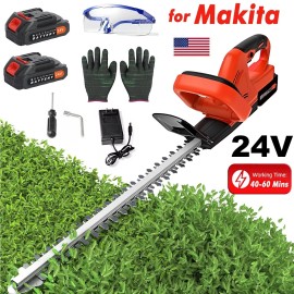 Unbranded Cordless Electric Hedge Trimmer 24V Battery 22in Dual-Action Blade Bush Cutter