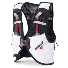 USWE Pace - Running Vest Hydration Pack with 2 x 500ml UltraFlask, Backpack for Men and Women (8L, White, Medium)