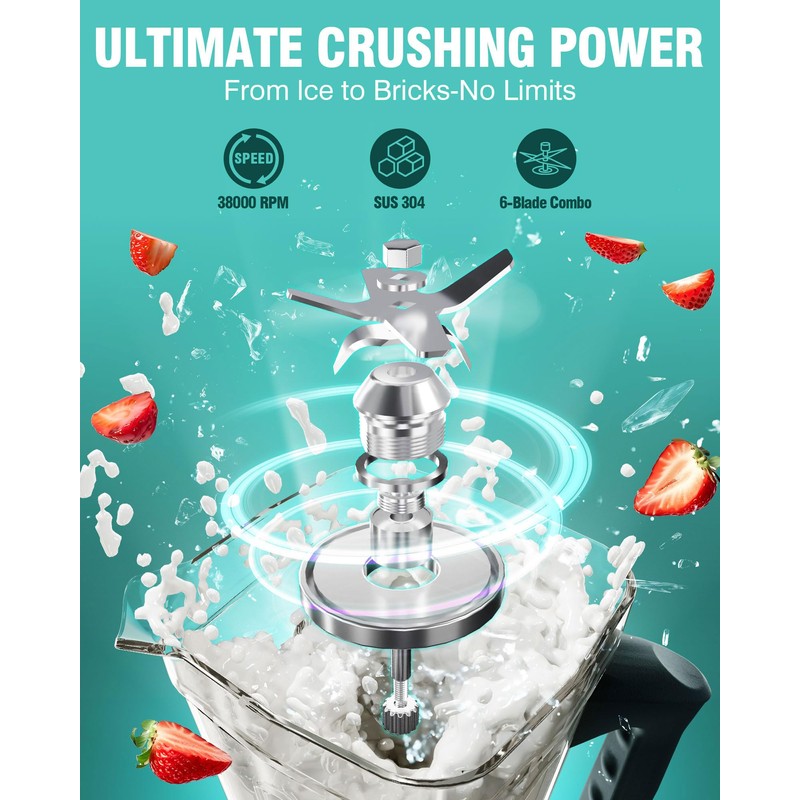 WantJoin Smoothie Blender 1800W Powerful Blenders for Kitchen 68 Oz