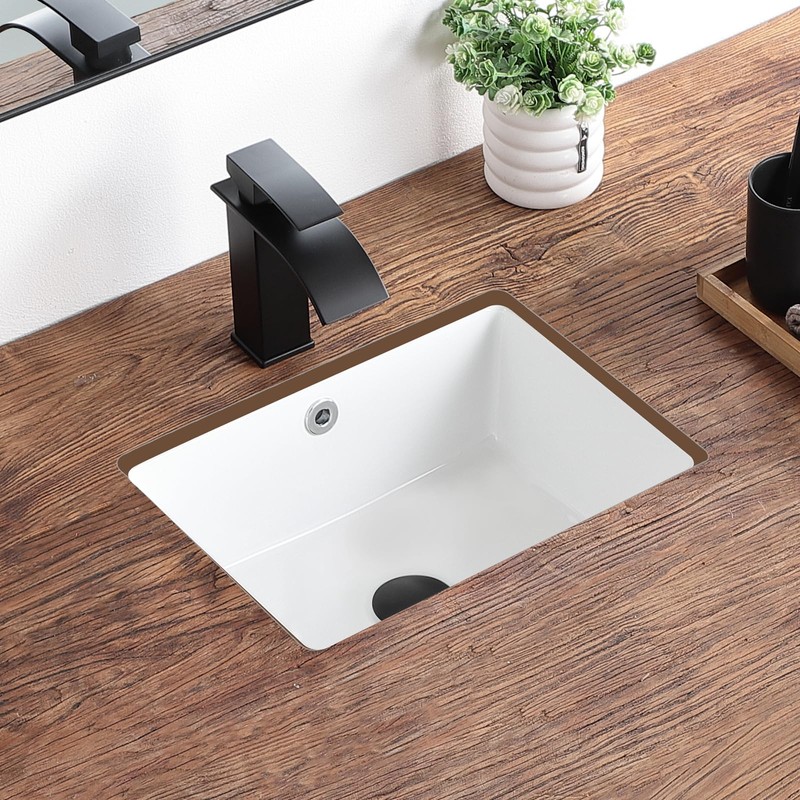 Small Undermount Bathroom Sink 16 Inch White Rectangular Porcelain Ceramic