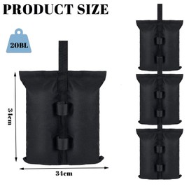 Set of 4 Gazebo Sandbags, Sandbags for Filling 600D Oxford Gazebo Weights, Stand for Gazebo Weight Bag for Pop-Up Flat Gazebo Tent Parasol Patio Umbrella Black