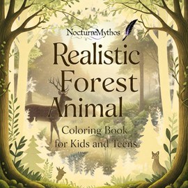 Realistic Forest Animal Coloring Book for Kids and Teens: 50 Detailed Woodland Animal Scenes for Ages 7–17