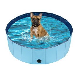 Foldable Dog Pool, Pet Swimming Pool, Pet Outdoor Bathing Tub, Dog Bath, Protective Lining, PVC Collapsible Pool for Dogs, Cats 40"