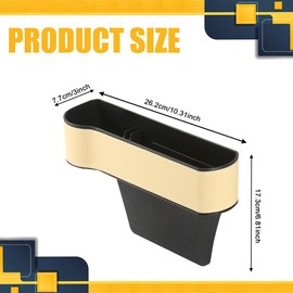 Tecledsn 2PCS Car Seat Gap Filler Organizer, Leather Multifunctional Car Seat Organizer, Console Side Storage Box with Cup Holders, Accessories Car Seat Storage Box Universal for Cars (Beige)