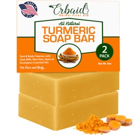 Natural Turmeric Soap Bar for Face & Body – Turmeric Skin Brightening Soap Wash for Dark Spots, Intimate Areas, Underarms – Reduces Acne, Fades Scars & Cleanses Skin (4 Ounce (Pack of 2))