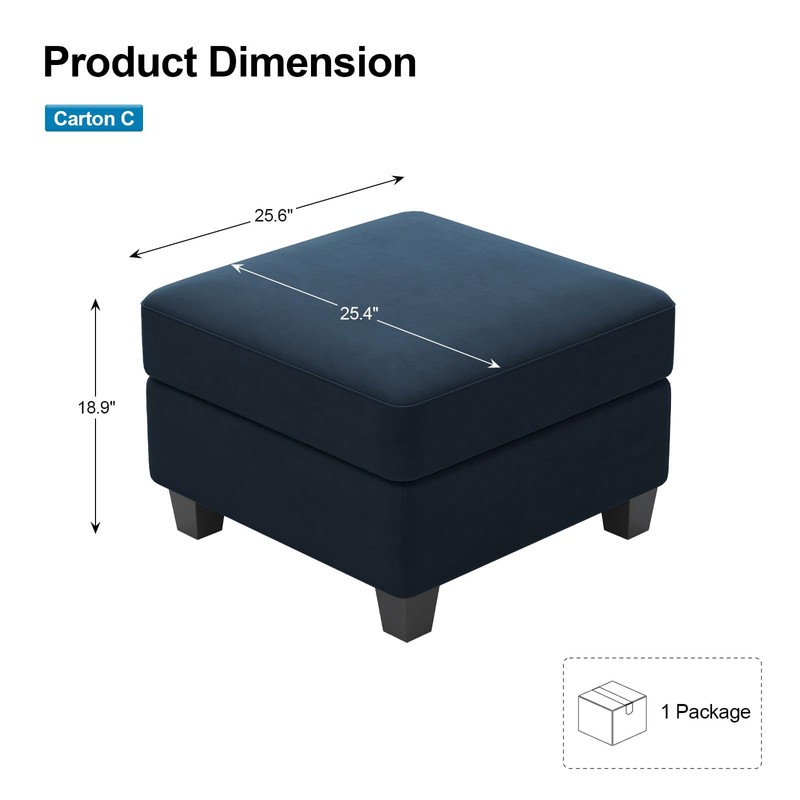 Belffin Modular Sofa Storage Ottoman Module for Velvet Piping Modular