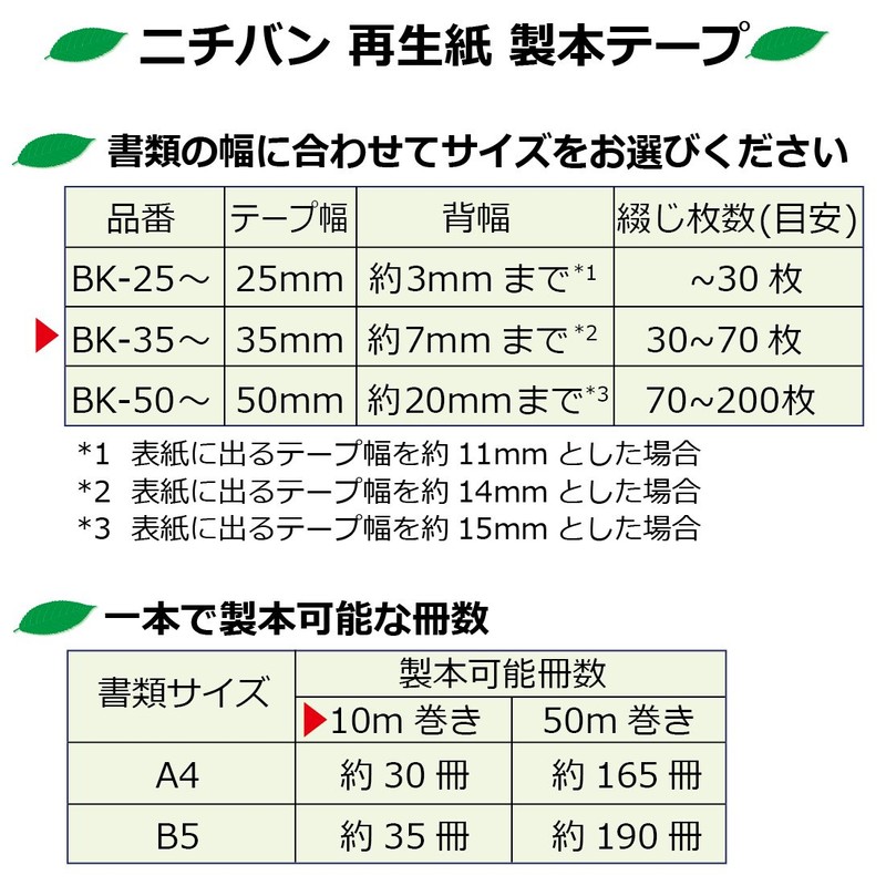 Nichiban BK-3535 Book Binding Tape, 1.4 inches (35 mm) x