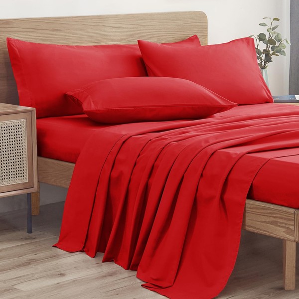 Ersmak 4 Piece Queen Bed Sheets Set - 1 Flat