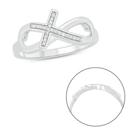 Cali Trove, 1/20cttw Diamond Cross Ring with Infinity Sign for Women, Infinity Ring with Horizontal Diamond Cross in 925 Sterling Silver, Women's Silver Infinity Cross Ring with Round White Diamonds,8