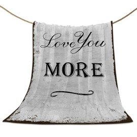 Valentines Throw Blanket Love You More Valentine's Day Blanket Soft Lightweight Bed Blanket Simple Words Retro Wood Grain Blanket for Anniversary Birthdays Valentines Gifts All Season Use 40" x 60"