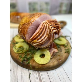 Holiday Ham Co. Holiday Honey Glazed Spiral Sliced Gourmet Ham. 7.5-8.5 pounds. Serves 12-14