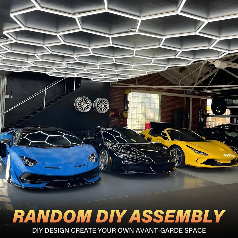 ALLYES LED Hexagon Garage Light, Honeycomb LED Ceiling Lights, 15360LM