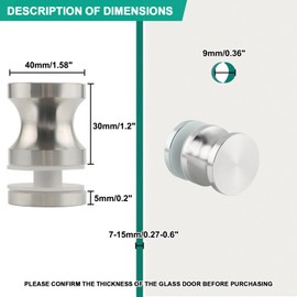 Alise Shower Glass Door Handle,Sliding Shower Doors Knob Pull Hardware Replacement Parts for Bathroom Glass Doors,Heavy Duty Solid SUS304 Stainless Steel Brushed Nickel…