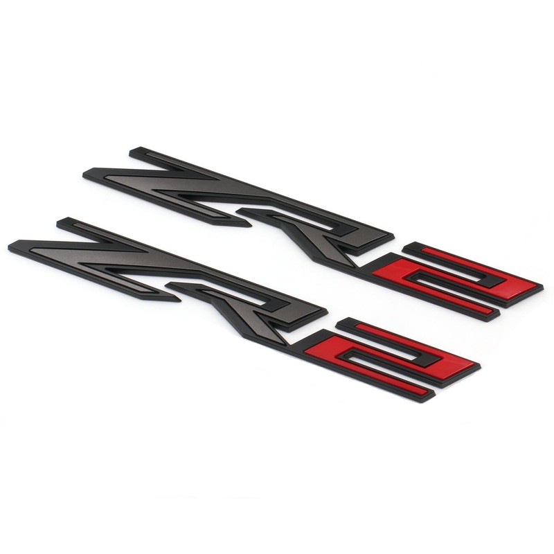 Mnneryss 2PCS Black Red Fender ZR2 Emblem Badge Compatible with