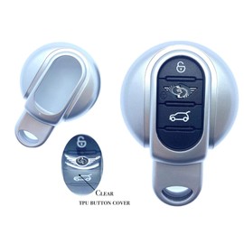 Shiny Hard Plastic Case Cover for Mini Keyless Smart Key Fob Compatible with Mini 2014-20 Hatch Cabrio Coupe CountryMan PaceMan ClubMan F54/F55 56 57 60 R60/61 (Silver)