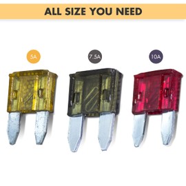 UKCable-Ties Mini Car Fuses Assorted Blade Fuses 10 Each of 5A 7.5A 10A with a Fuse Puller/Clip for Auto Car Boat Automotive Replacement Fuses, motorhome parts accessories in fuse box(Pack of 30)