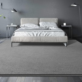 Large Area Rugs for Living Room Bedroom, 7x10 Feet Grey Rug, Minimalist Modern Shag Rug, Soft Thick Comfy Memory Foam Indoor Carpet, Non-Slip Washable Rug for Boys Girls Dorm Nursery Room Home Decor