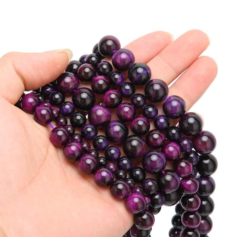 4pcs Natural Stone Tiger Eye Round Beads Bracelet Tiger Eye
