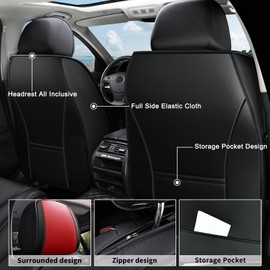 AOMSAZTO Car Seat Covers,2 Front Seats Custom Fit for Mazda CX-5 2013 2014 2015 2016 2017 2018 2019 2020 2021 2022 2023 2024,Leather Car Seat Cover Seat Cushion Protector,Black&Red