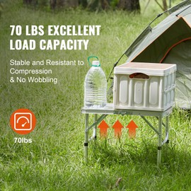 Folding Camp Table Small, 24''L x16''W with Adjustable Height Legs, Indoor Outdoor Lightweight Portable Aluminum Dining Table for Picnic Camping 2-Feet（2 Heights 10"/19"）