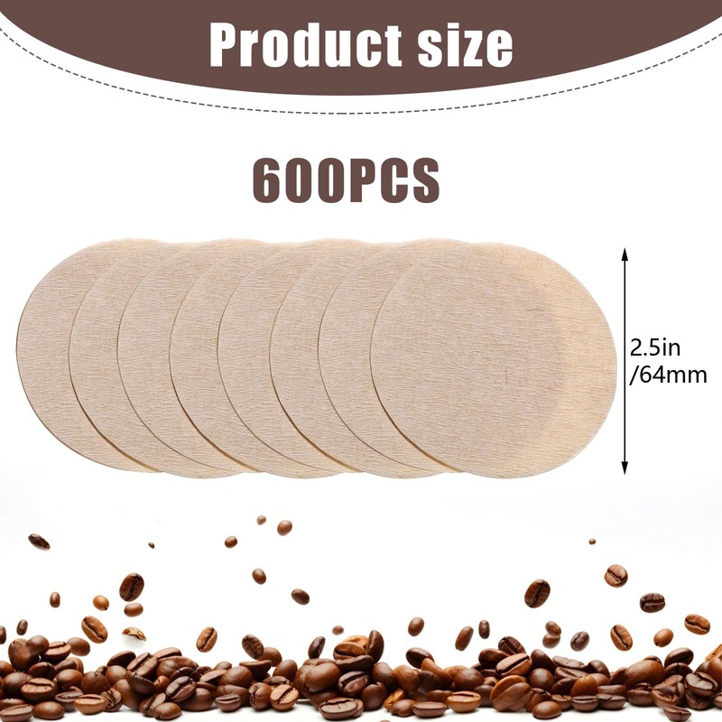 600 PCS Unbleached Coffee Filters compatible with Aeropress Coffee Maker