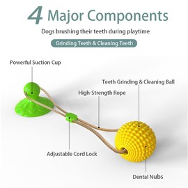 KITIVIALA Corn Ball Chew Toys for Aggressive chewers, Interactive Suction Cup Dog Tug of War Toys, Teething Rope Toys for Dog Boredom, Enrichment Teeth Cleaning for Medium Large Dogs (Green)