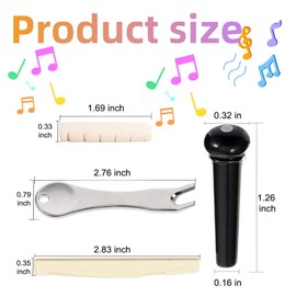 12pcs Acoustic Guitar Bridge Pins & 3pcs Guitar Accessories, Guitar Pegs Acoustic Bridge Pins with Nut Saddle Puller Ideal Guitar Pegs Parts Replacement Tools for Most Guitars