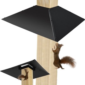 Metal Squirrel Baffle for 4X4 Post, 17 Inch Square Bird Feeder Guard Black Squirrels Proof Deflector Outdoor Squirrel Stopper Baffle Squirrels Barrier for Wooden Pole to Keep Raccoons Off Bird Houses