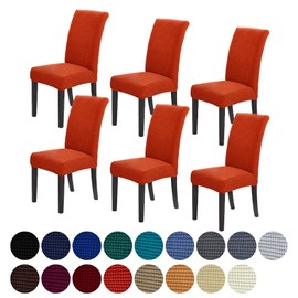 Howhic Stretch Chair Covers for Dining Room Set of 6, Removable Washable Dining Room Chair Covers, Dining Chair Slipcovers Seat Protector, Great for Home and Banquet (Pureed Pumpkin, 6 Pack)
