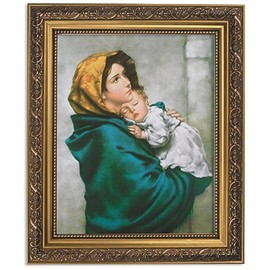 Gerffert Collection Madonna of The Streets Framed Portrait Print, 13 Inch (Ornate Gold Tone Finish Frame)