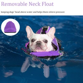 Mklhgty Dog Life Jacket, Reflective Dog Life Vest with Removable Neck Float High Buoyancy for Swimming and Boating, Ripstop Pet Safety Swimsuit Rescue Handle for Small Medium Large Dogs