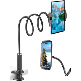 Niumowa Gooseneck Tablet Holder - Flexible Tablet Stand, Tablet Holder,Cell Phone Holder,Cell Phone Stand, Flexible Adjustable Arm in Bed for/Mobile Phone/Switch/etc, 98 cm Total Length (Black)