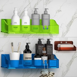 YAWSOUP Acrylic Bathroom Organizer Shelves Wall Mounted Shower Caddy Adhesive Shower Organizer 3 Pack,No Drilling and Rustproof Suitable for Shower Room and kitchen Storage