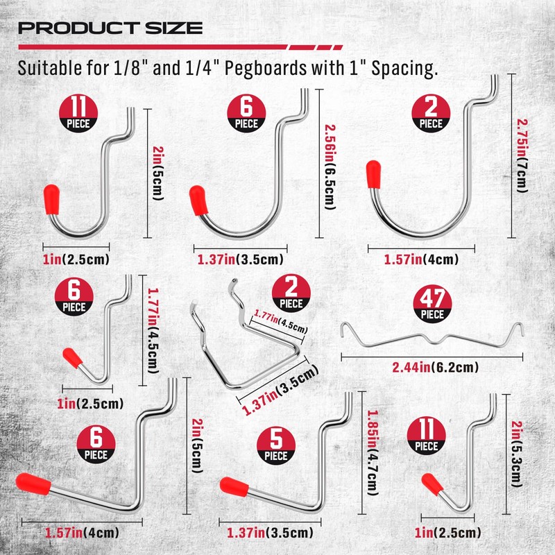 Ultimate 121-Piece Pegboard Hooks Set, Pegboard Accessories with Metal Hooks,